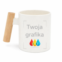 Kubek biały z drewnianym uchwytem Limbo Kubek biały z drewnianym uchwytem Limbo
