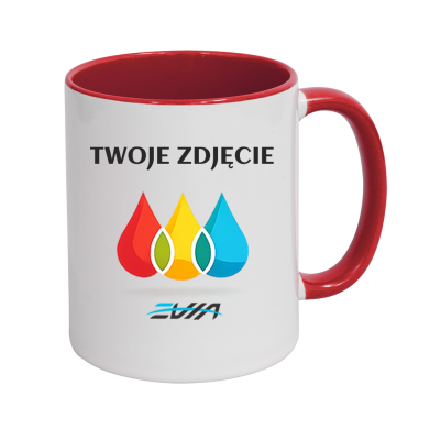 Kubek z czerwonym wnętrzem i uchem