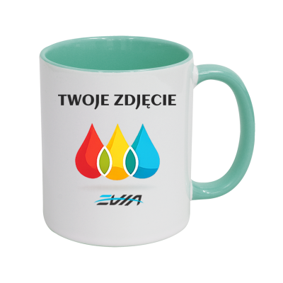 Kubek z miętowym wnętrzem i uchem