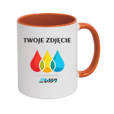 Kubek z pomarańczowym wnętrzem i uchem
