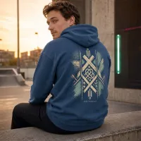 Bluza z Kapturem College Hoodie  - Nadruk -  kolor Airforce Blue