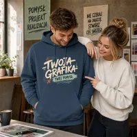 Bluza z Kapturem College Hoodie  - Nadruk -  kolor Airforce Blue