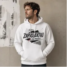 Bluza z Kapturem College Hoodie  - Nadruk -  kolor Arctic White