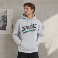 Bluza z Kapturem College Hoodie  - Nadruk -  kolor Ash Heather