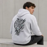 Bluza z Kapturem College Hoodie  - Nadruk -  kolor Ash Heather