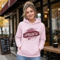 Bluza z Kapturem College Hoodie  - Nadruk -  kolor Baby Pink