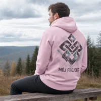 Bluza z Kapturem College Hoodie  - Nadruk -  kolor Baby Pink