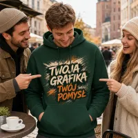 Bluza z Kapturem College Hoodie - Nadruk - kolor Bottle Green Bluza z Kapturem College Hoodie - Nadruk - kolor Bottle Green