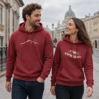 Bluza z Kapturem College Hoodie  - Nadruk -  kolor Brick Red