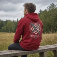 Bluza z Kapturem College Hoodie  - Nadruk -  kolor Brick Red