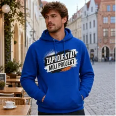 Bluza z Kapturem College Hoodie  - Nadruk -  kolor Bright Royal