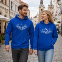 Bluza z Kapturem College Hoodie  - Nadruk -  kolor Bright Royal