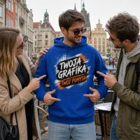 Bluza z Kapturem College Hoodie  - Nadruk -  kolor Bright Royal