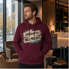 Bluza z Kapturem College Hoodie  - Nadruk -  kolor Burgundy Smoke