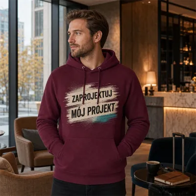 Bluza z Kapturem College Hoodie  - Nadruk -  kolor Burgundy Smoke