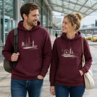 Bluza z Kapturem College Hoodie  - Nadruk -  kolor Burgundy Smoke