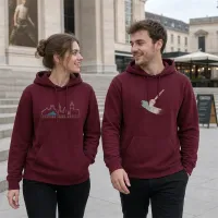 Bluza z Kapturem College Hoodie - Nadruk - kolor Burgundy Bluza z Kapturem College Hoodie - Nadruk - kolor Burgundy