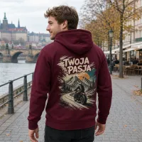 Bluza z Kapturem College Hoodie - Nadruk - kolor Burgundy Bluza z Kapturem College Hoodie - Nadruk - kolor Burgundy