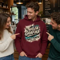 Bluza z Kapturem College Hoodie - Nadruk - kolor Burgundy Bluza z Kapturem College Hoodie - Nadruk - kolor Burgundy