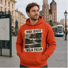Bluza z Kapturem College Hoodie  - Nadruk -  kolor Burnt Orange