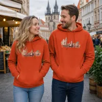 Bluza z Kapturem College Hoodie  - Nadruk -  kolor Burnt Orange