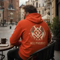Bluza z Kapturem College Hoodie  - Nadruk -  kolor Burnt Orange
