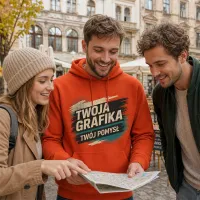 Bluza z Kapturem College Hoodie  - Nadruk -  kolor Burnt Orange