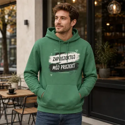 Bluza z Kapturem College Hoodie  - Nadruk -  kolor Cactus Green