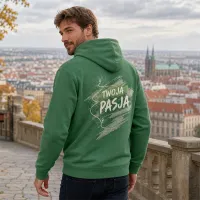 Bluza z Kapturem College Hoodie  - Nadruk -  kolor Cactus Green