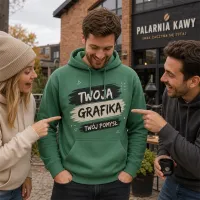 Bluza z Kapturem College Hoodie  - Nadruk -  kolor Cactus Green