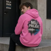 Bluza z Kapturem College Hoodie  - Nadruk -  kolor Candyfloss Pink