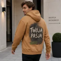 Bluza z Kapturem College Hoodie - Nadruk - kolor Caramel Latte Bluza z Kapturem College Hoodie - Nadruk - kolor Caramel Latte