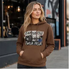 Bluza z Kapturem College Hoodie  - Nadruk -  kolor Caramel Toffee