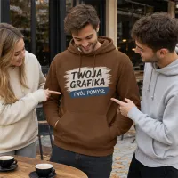 Bluza z Kapturem College Hoodie - Nadruk - kolor Caramel Toffee Bluza z Kapturem College Hoodie - Nadruk - kolor Caramel Toffee