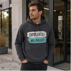Bluza z Kapturem College Hoodie  - Nadruk -  kolor Charcoal Heather
