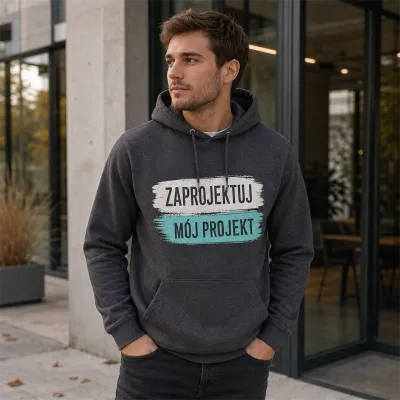 Bluza z Kapturem College Hoodie - Nadruk - kolor Charcoal Heather Bluza z Kapturem College Hoodie - Nadruk - kolor Charcoal Heather