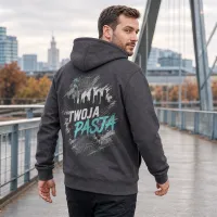 Bluza z Kapturem College Hoodie - Nadruk - kolor Charcoal Heather Bluza z Kapturem College Hoodie - Nadruk - kolor Charcoal Heather