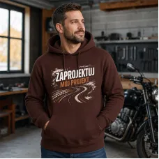 Bluza z Kapturem College Hoodie  - Nadruk -  kolor Chocolate Fudge Brownie