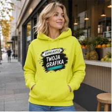Bluza z Kapturem College Hoodie  - Nadruk -  kolor Citrus