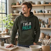 Bluza z Kapturem College Hoodie - Nadruk - kolor Combat Green Bluza z Kapturem College Hoodie - Nadruk - kolor Combat Green