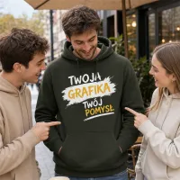 Bluza z Kapturem College Hoodie - Nadruk - kolor Combat Green Bluza z Kapturem College Hoodie - Nadruk - kolor Combat Green