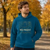 Bluza z Kapturem College Hoodie  - Nadruk -  kolor Deep Sea Blue