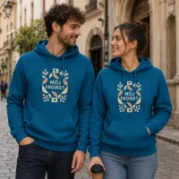 Bluza z Kapturem College Hoodie  - Nadruk -  kolor Deep Sea Blue