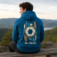 Bluza z Kapturem College Hoodie  - Nadruk -  kolor Deep Sea Blue