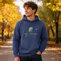 Bluza z Kapturem College Hoodie  - Nadruk -  kolor Denim Blue