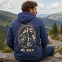 Bluza z Kapturem College Hoodie  - Nadruk -  kolor Denim Blue
