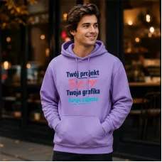 Bluza z Kapturem College Hoodie  - Nadruk -  kolor Digital Lavender