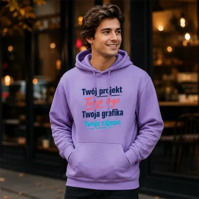 Bluza z Kapturem College Hoodie  - Nadruk -  kolor Digital Lavender