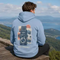 Bluza z Kapturem College Hoodie  - Nadruk -  kolor Dusty Blue