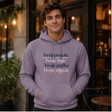 Bluza z Kapturem College Hoodie  - Nadruk -  kolor Dusty Lilac